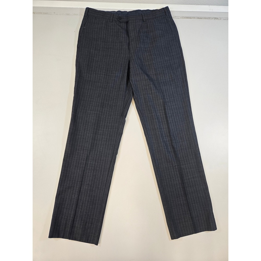 Ermenegildo Zegna Mens Grey Wool Silk Herringbone Dress Pants Fit Mila 48R 34W